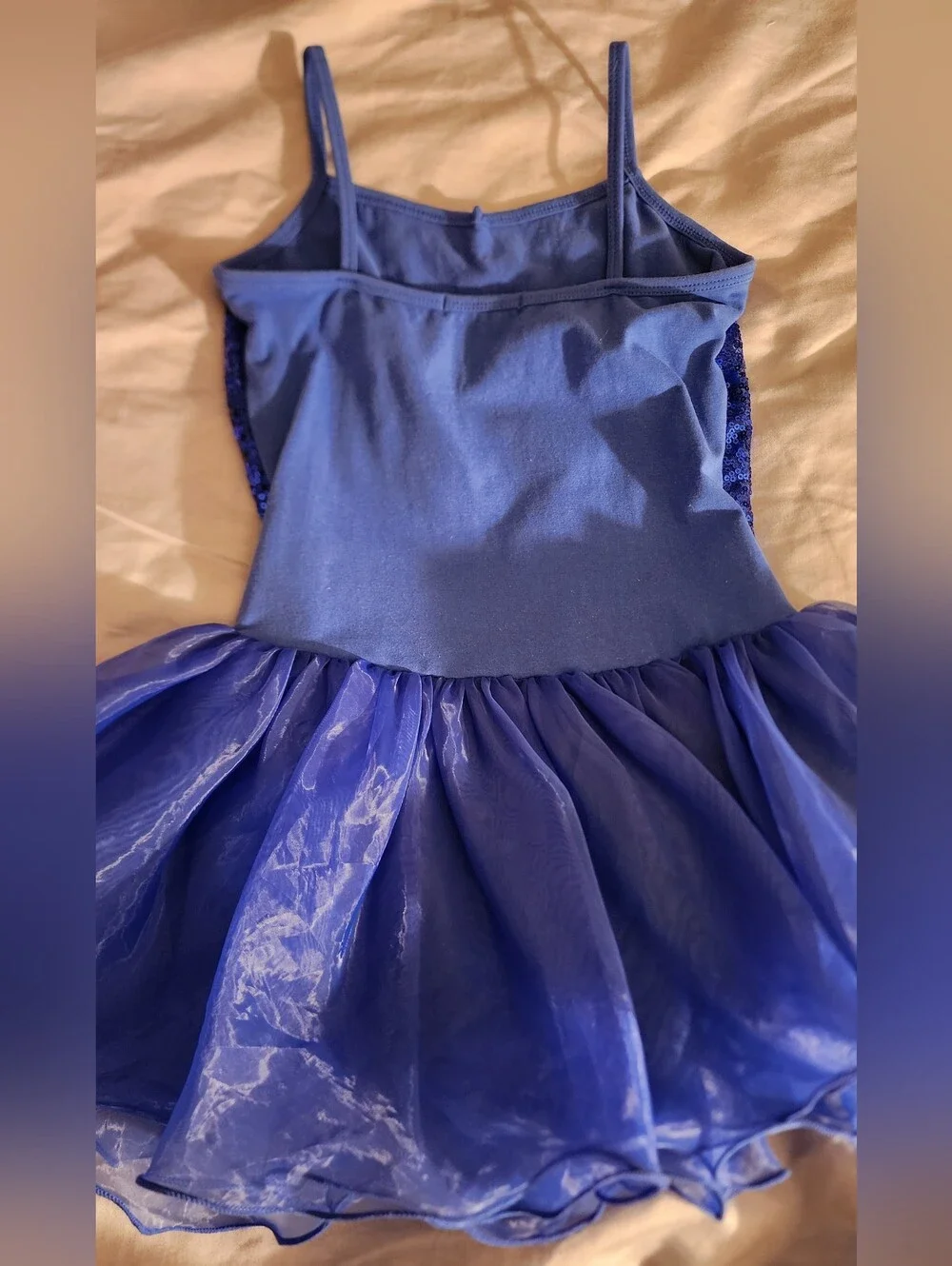 Royal Blue Sequin Camisole Dance Leotard Dress Flouncy Organza Tutu Skirt